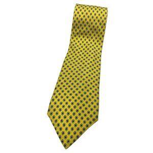 E. MARINELLA Men's 100% Silk Necktie LUXURY Tie Yellow Floral W:4" EUC